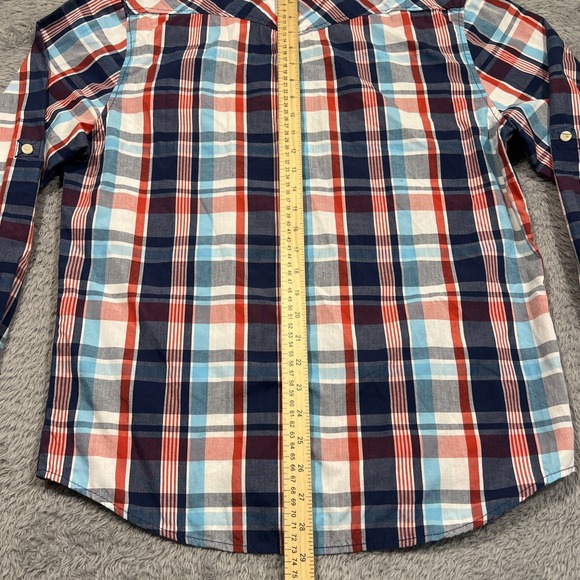 Ditch Plains Western Shirt Men's L Blue Plaid Pearl Snap Roll Tab Long Sleeve‎ - Picture 13 of 15